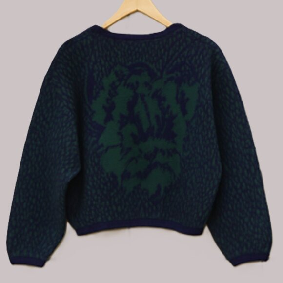 Vintage 1980's Hastings & Smith Navy/Green Cardigan, M - Picture 1 of 8